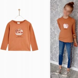 Zara girls rust color shirt with pearls appliqué